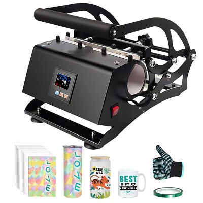 20 OZ Tumbler Heat Press Machine Mug Cup Sublimation Printing Transfer Black