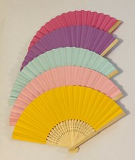 2 pc/lot Pain Colorful Paper folding Fan Bamboo Handheld Plain Fans