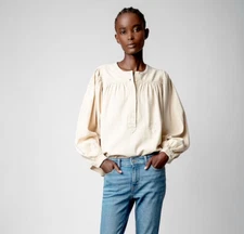 267650 Zadig & Voltaire Tigy Cotton Twill Blouse Top Shirt Cotton Long Sleeve S