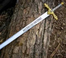Handmade King Arthur Excalibur sword , Crown Head Merlin sword with Sheath