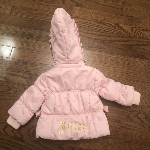 juicy couture Mauve pink Crown Gold Accent baby girl Puffer coat 12 months - Picture 4 of 7