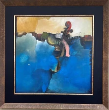 Emanuel Mattini "Melodium"  Hand Signed Original Acrylic Framed Music Art New
