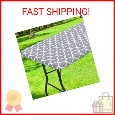 smiry Rectangle Picnic Tablecloth, Waterproof Elastic Fitted Table Covers for 6