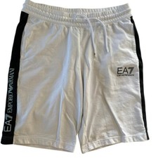 Emporio Armani EA7 Shorts Sz L White Drawstring Fleece Bermuda Gym Beach Casual