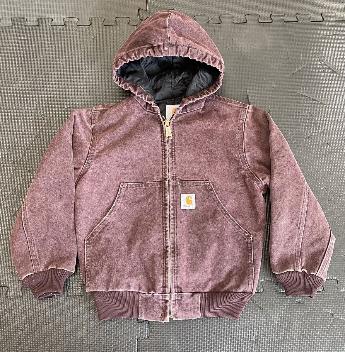Carhartt Hooded Full Zip Jacket Canvas Y06BRG Burgundy Size Carhartt Hooded Full Zip Jacket Canvas Y06BRG Burgundy Size