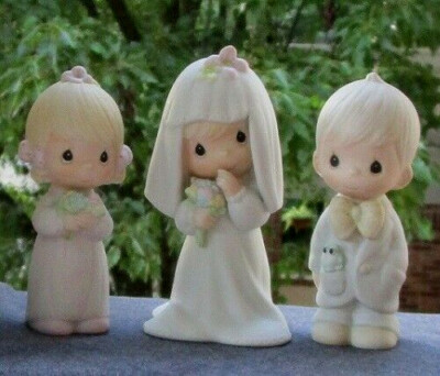   NEW SET of 3 PRECIOUS MOMENTS WEDDING FIGURINES Bride, Bridesmaid, & Best Man