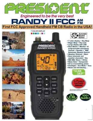 PRESIDENT RANDY II Handheld CB Radio now with FM FCC Approved Handheld ...
