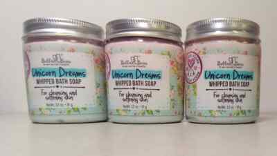 Lot Of 3 Bella Bears Unicorn Dreams Whipped Bath Soap-Cleanse/Soften. 3.2 Oz. Ea