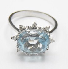 Weißgold Ring Aquamarin Topas 8x Diamant 750 Gold Neu wertig