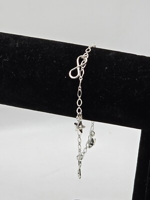 925 Sterling Silver Star Eternity Charm Bracelet 7.25''
