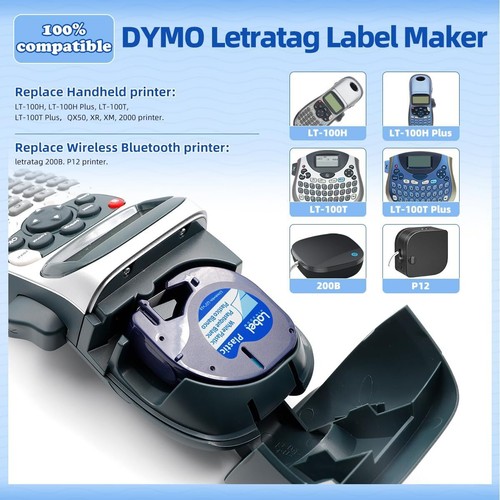 Sostituisci ricariche DYMO LetraTag 91331 etichettatrice LT-100H LT-100T 12mm - Foto 2 di 20