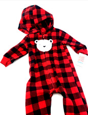 Baby Pajamas Sleepwear Size 6m Bear Zipper Hooded One Piece Boys Girls