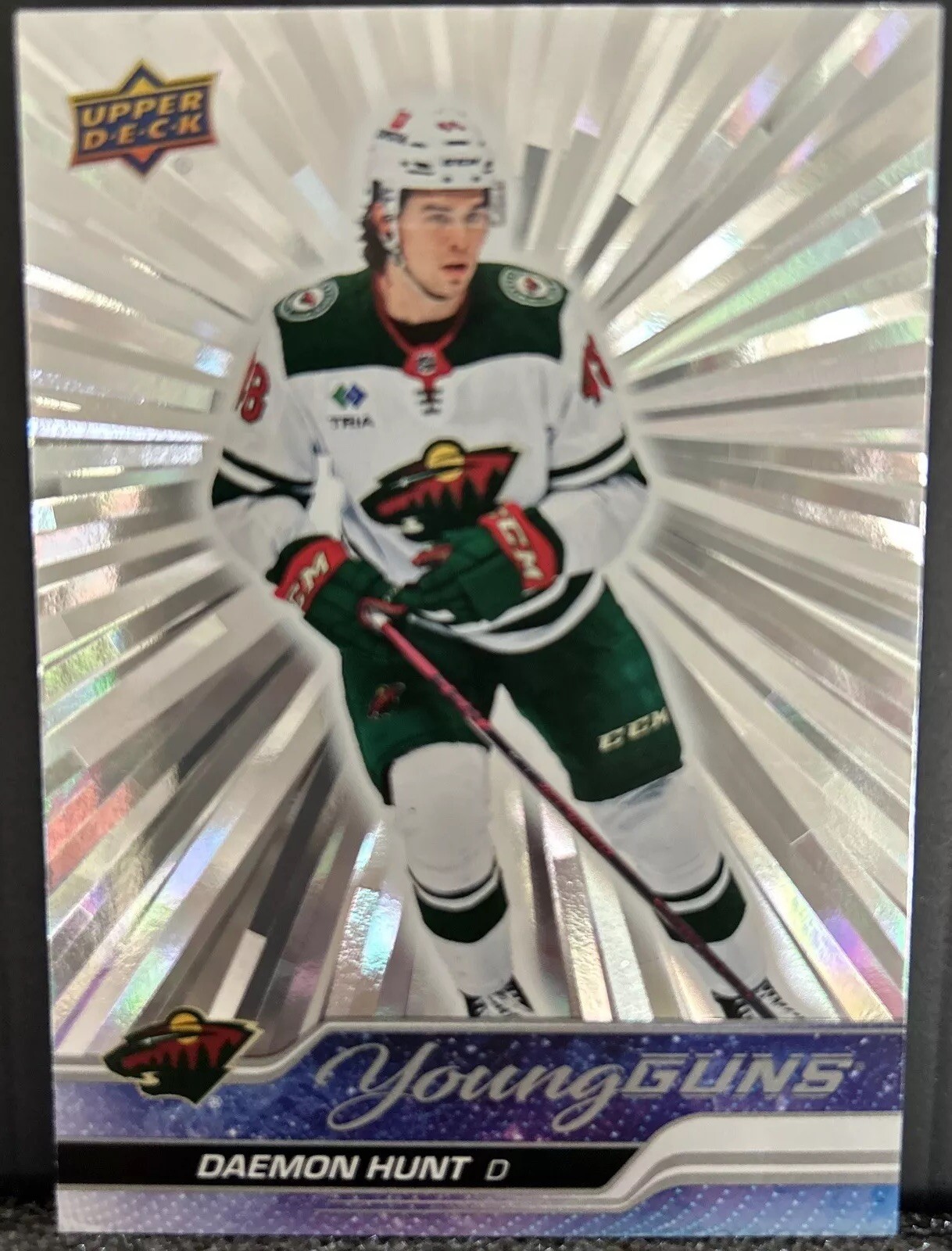 2023-24 Upper Deck Young Guns Outburst Silver Daemon Hunt #494 Minnesota Wild