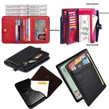 New Men Simple Thin Leather Bifold Id Wallet Money Credit Holders Card Black US