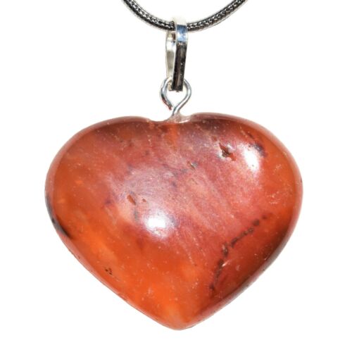 Natural Himalayan Carnelian Agate Heart Pendant + 20" Chain  - Afbeelding 1 van 8