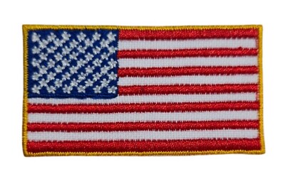 American Flag Old Glory Fully Embroidered Iron On Patch 2.0'' x 1.0'' Hook & Loop