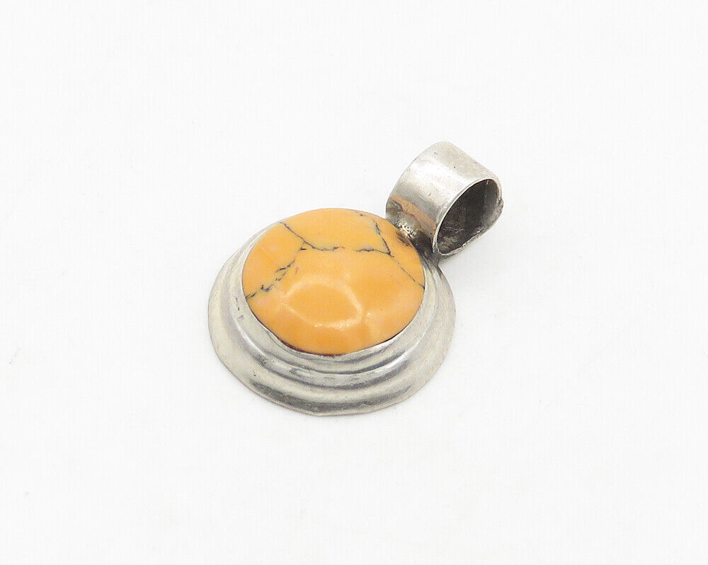 925 Sterling Silver - Vintage Petite Round Orange… - image 2