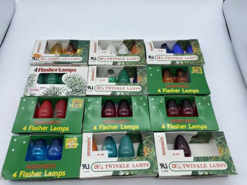Vintage C-9 1/4 Christmas 40+ Light Bulbs Lamps Assorted Colors Red Green Blue - Picture 1 of 7