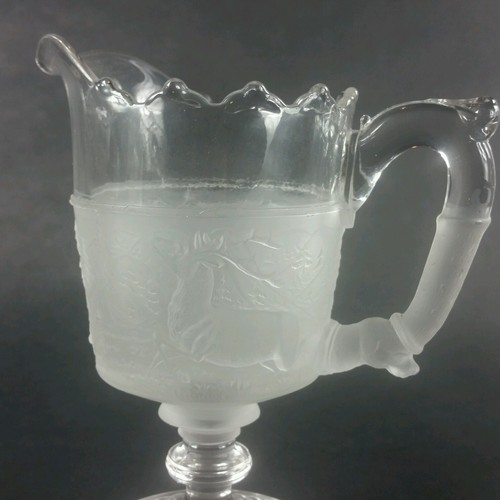 EAPG Gillinder & Sons Westward Ho Creamer in vetro capanna per cervi manico per cani bufalo - Foto 6 di 8
