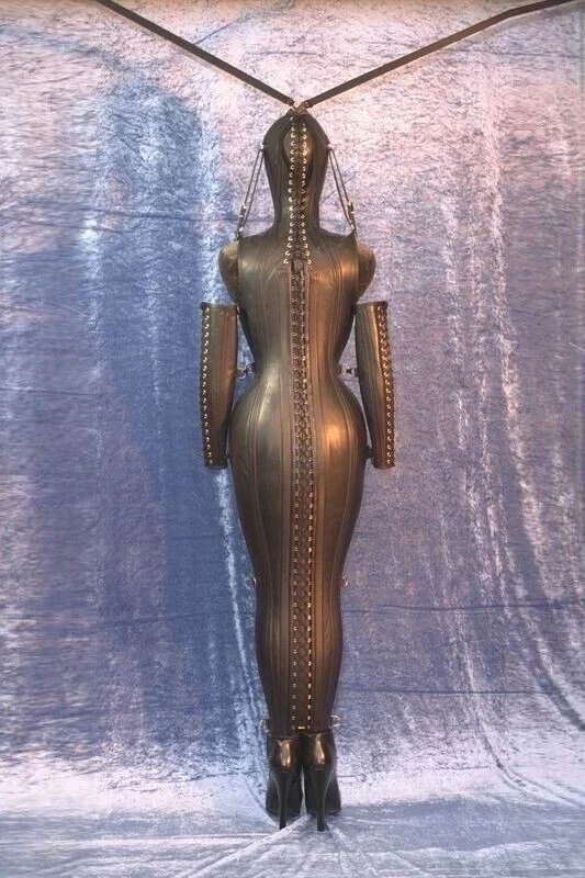 Vestido corsé de cuero gótico para mujer - cuero real, falda hobble, conjunto de fiesta Foto 2 de 3