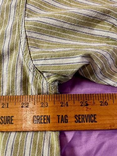 Cabelas Mens Button Down Short Sleeve Shirt XL Tall Green Stripes - Picture 10 of 12