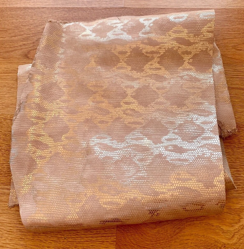 Pink Genuine Cowhide Leather Hides Silver Snakeskin Print Craft Fabric Material - Image 2 of 4