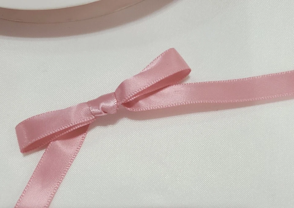 3/8" inch LT. PINK SATIN Ribbon,10yards/34 colors, 100% polyester Barbie Pink  - Image 2 of 3