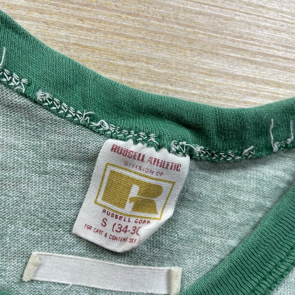 Vintage 70s Russell Athletic Rayon Tri Blend Gold Tag T Shirt Ringer S Small Fry - Image 3 of 4