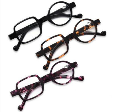 3 Pack Funny Reading glasses Asymmetric Round&Square  PC for reader 0 to +3.50