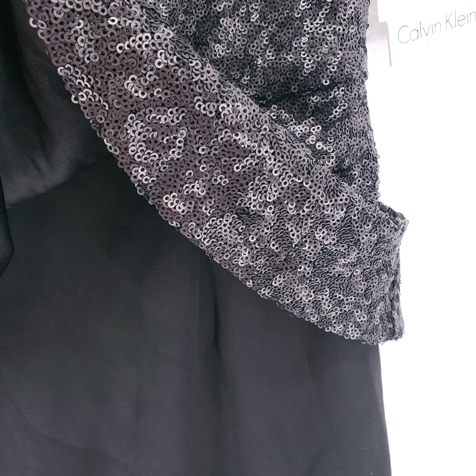 NWT Calvin Klein Sequin Peplum Evening Sheath Dress Knee Length Black Size 4 thumbnail 5