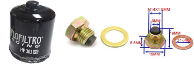 Ölfilter racing Hiflo HF303RC + Ölablassschraube magnetisch für: Honda Yam. Kawa