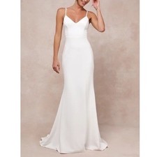 Lulus Feeling of Forever Maxi Dress Womens L White Back Button Spaghetti Strap