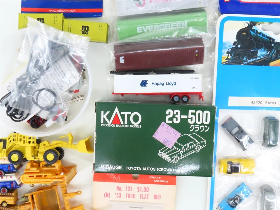 LOT of 75+ N Scale KATO, Atlas, Model Power Vehicles, Containers & Figures - Image 4 of 4