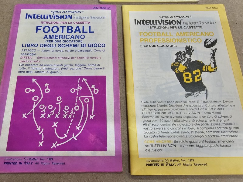 NFL Football Italian Variant Intellivision Video Game. Manual Printed In Italy