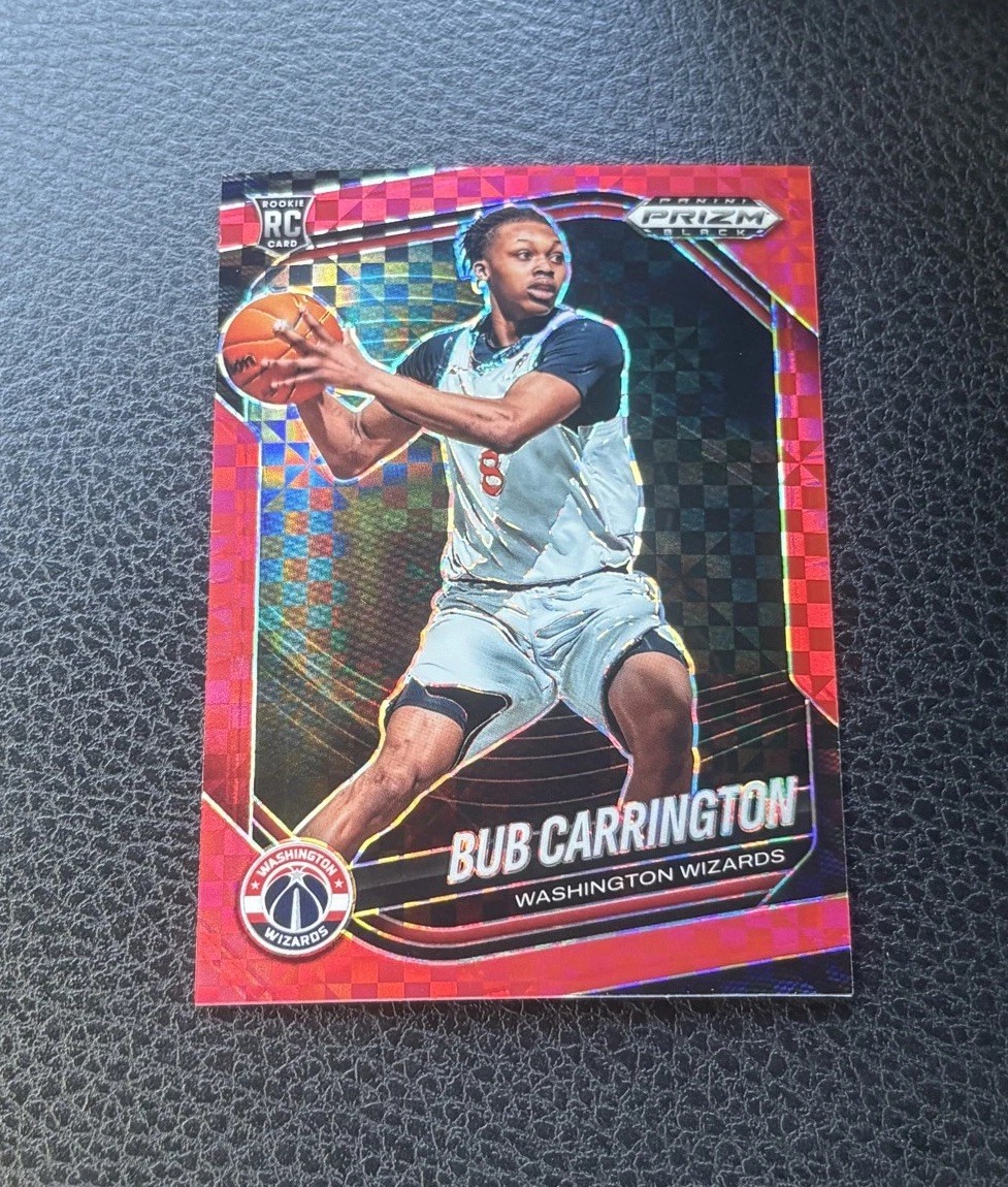 2024-25 Panini Prizm Black - Bub Carrington #92 Red Power Prizm /75 (RC)