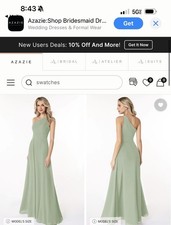 Azazie dusty sage One-Shoulder Sleeveless Floor-Length Bridesmaid Dress size 8