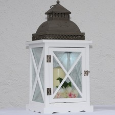 Laterne Gartenlaterne Windlicht Kerzenhalter 55,5cm hoch Oliv Weiß für Terrasse