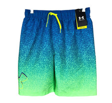 UNDER ARMOUR Swim Trunks Boys XL Blue Green Mesh Liner Logo NWT