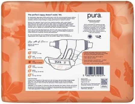 Pura Premium Eco Baby Nappies Size 3 Midi 49kg 920 lbs 1 Pack of 33 Diapers EU - Picture 3 of 9