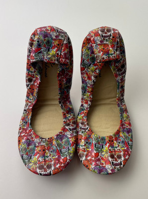 The Storehouse Flats Sugar Skull 7 Foldable Ballet Shoes Leather NEW A43-06