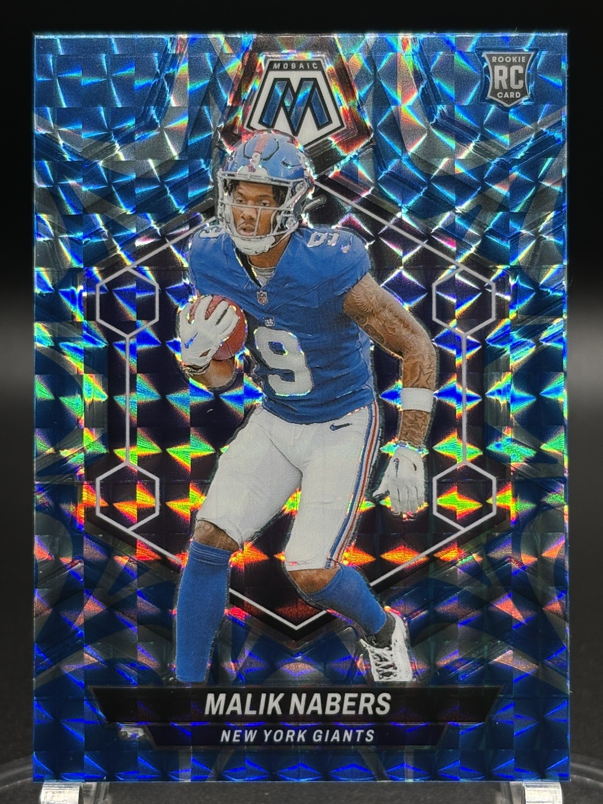 2024 Panini Mosaic Malik Nabers RC #306 Reactive Blue Prizm Refractor RC Giants