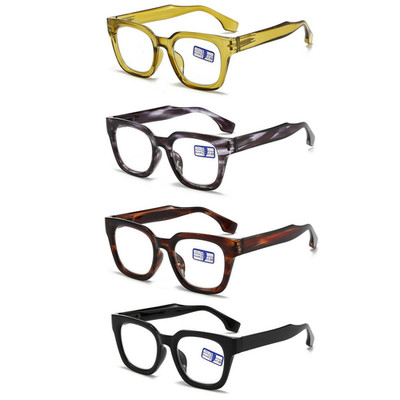 4ps Classic Square Anti Blue Light Reading Glasses Men Women Presbyopic Readers