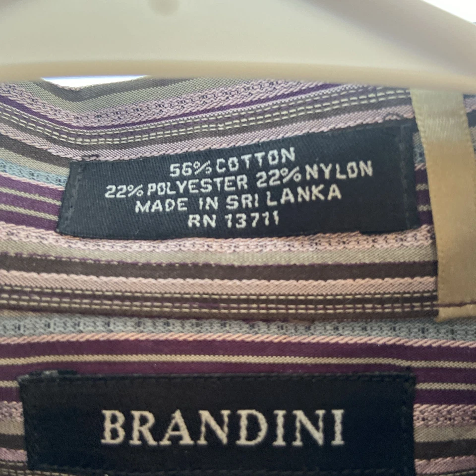 Brandini Men’s Long Sleeve Button Down Shirt Size XL Purple, Turquoise, And Gray - Image 2 of 4