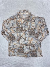 Vintage ROB ROY Iron Steel Worker Print Long Sleeve Shirt Boys Size 4