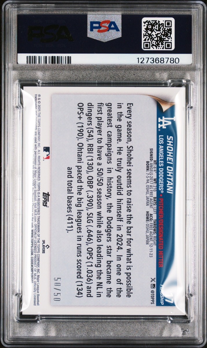 SHOHEI OHTANI 2025 Topps Flagship Collection, #50/50, Gold Foil