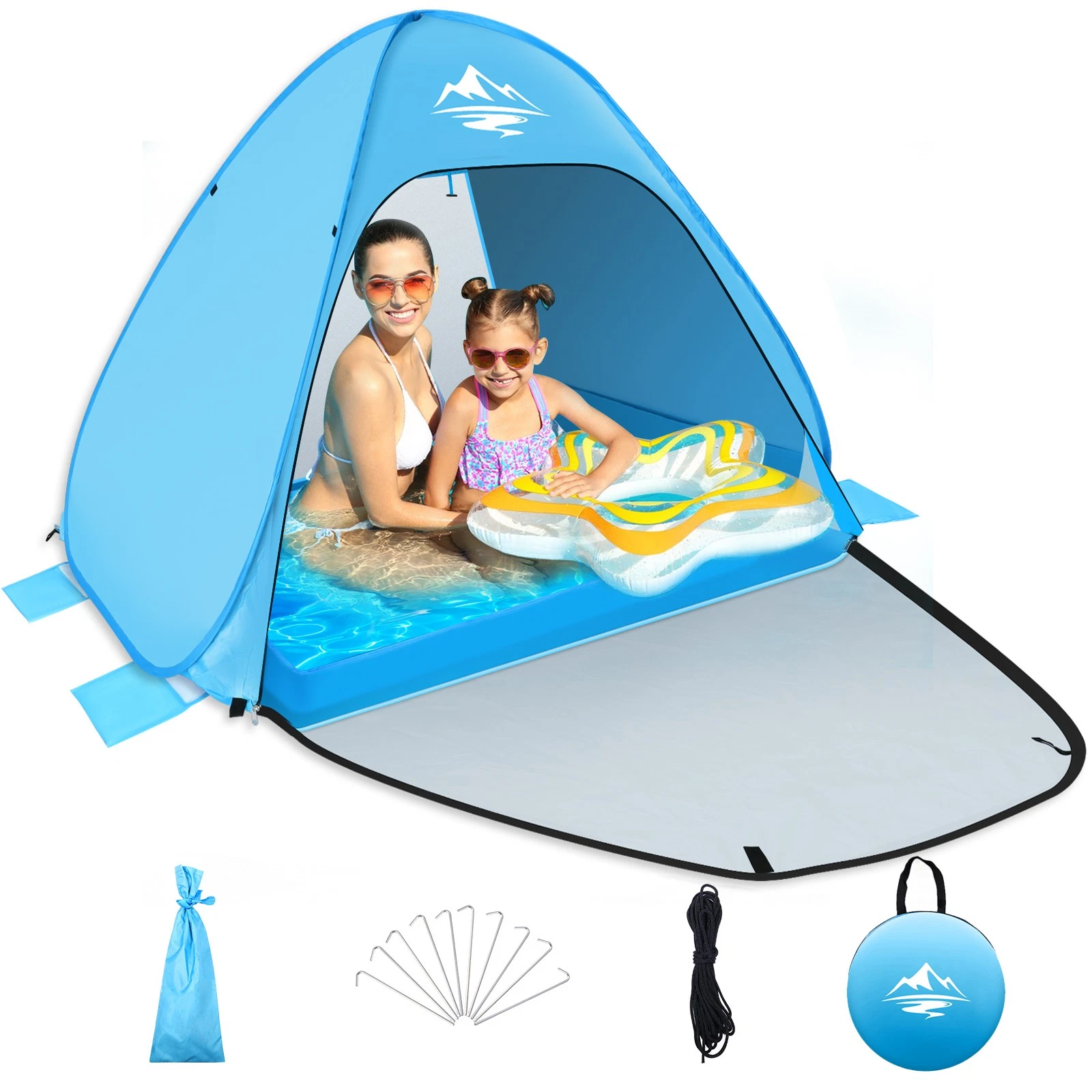 Pop Up Beach Tent with mini pool, Automatic Portable Sun Shelter, UV Protection