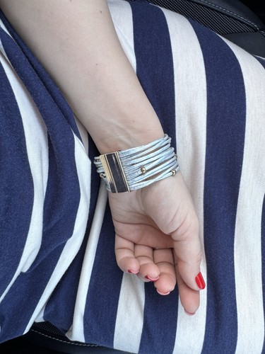 Metal Fabric Bracelet with Charms