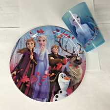 Disney's Frozen 2 Elsa Anna 8  Plate w/4.25  Tall Cup Zak Designs Melamine Kids