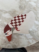 Vintage hand-painted wooden goose shelf sitte...