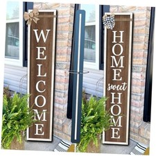 Outdoor Welcome Sign for Front Porch Standing Large 2 White Colour-Wood Sign